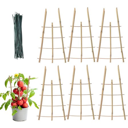 6 stk. bambusstiger - Blomsterstige - Bambushaveplanter - V-formet espalier - Klatrestøtte (h: 41 cm, dobbelt)