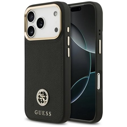 Guess MagSafe-etui med kornet Strass-logo for iPhone 17 Pro - svart