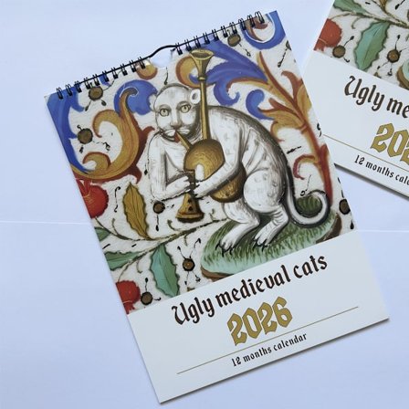 Middelalderlig Kat Kalender 2026 Mærkelige Middelalderlige Katte Vægkalender 2026 Grimme Middelalderlige Katte Kalender 12