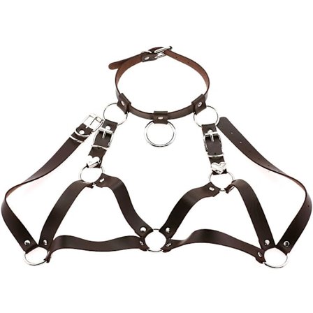 Punk Cupless BH Sele Harness BH Top Brystbeslag BH-kæde Læder BH Sele