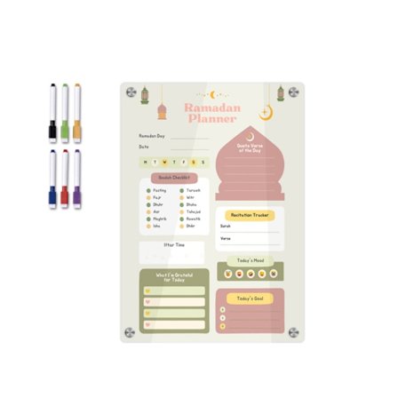 Ugekalender Planner Akryl Magnetisk Køleskab Ramadan Måltidsplanlægger Memo Board