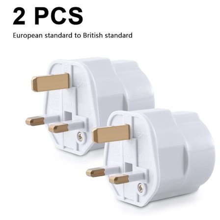 Europæisk standard til britisk standard stikkontakt adapter, sæt af 2