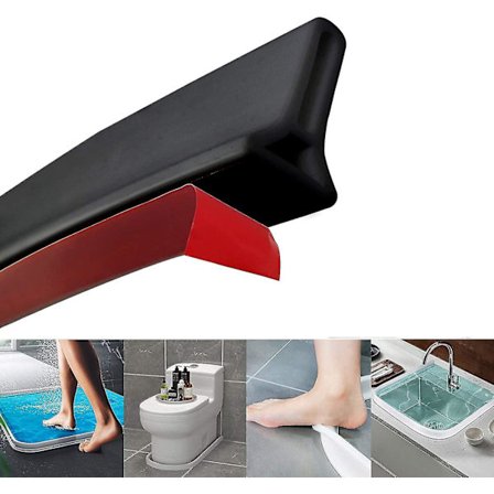 Dusj dør tetningslist, svart dusj barriere med 1m justerbar lengde