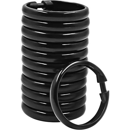 Supererbjudande till lågt pris! Duschdraperiringar Plast Gardinringar O-ringar Hängare Bad Draperi Slinga Klämma Glid 12-pack (O-ringar Svart) - Glad