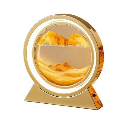 3D Timeglass LED-lampe, 25 cm Sandglass Nattlampe Sandglass Bevegelig Roterende Kunst Sandscene Håndverk Borddekorasjon, 3 Farger Dimbar USB Bevegelig