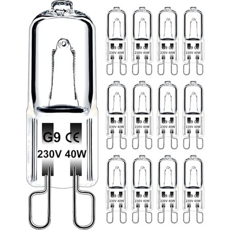 G9-lampa 40W 230V dimbar varmvit, G9 halogenlampa 300°C tolerans, G9 ugnslampa för mikrovågsugn taklampor, 12-pack