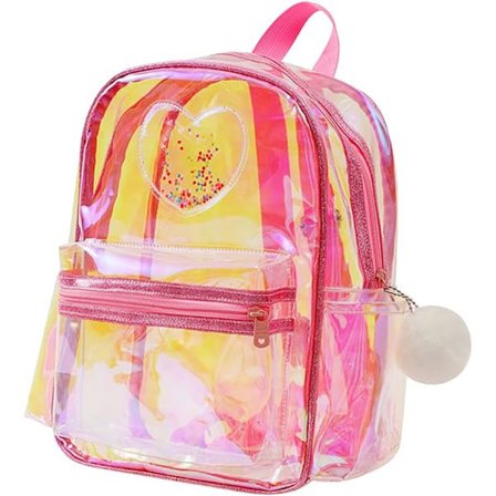 Ryggsäck transparent ryggsäck barnryggsäck tonårsflicka ryggsäck transparent ryggsäck PVC barn älskar vit sommarryggsäck Rosa