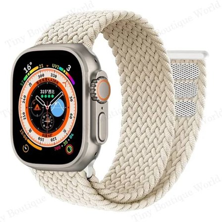 Flettet Solo Loop for Apple Watch Ultra band 49mm 45mm 41mm 44mm 40mm 42mm rem armbånd iWatch serie 9 7 SE 8 6 5 4 3 band Starlight