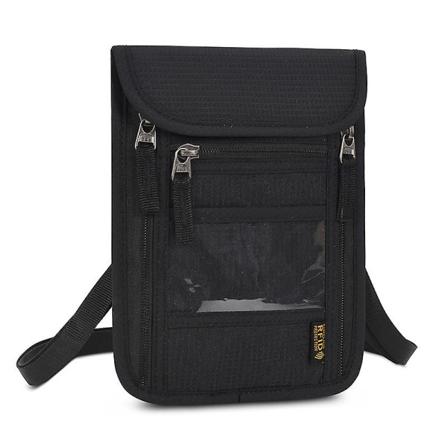 Opbevaringspose Blokerende Pas Holder Rejse Halspose Organizer Flerfarvet Valg Black