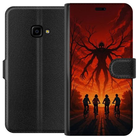 Kompatibel Tegnebogsetui til Samsung Samsung Galaxy Xcover 4 Mørk Stranger Things-inspireret horror illustration med rød himmel, monster figur og cy