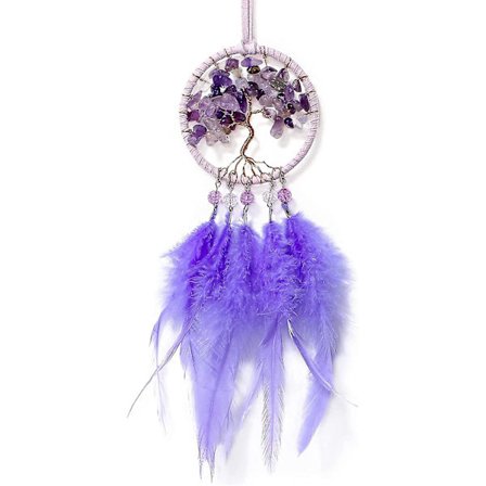 Drømmefanger til bilens bakspejl - Vedhæng med krystalperler, livets træ - Lille drømmefanger til bakspejlet - Hængende til børneværelset