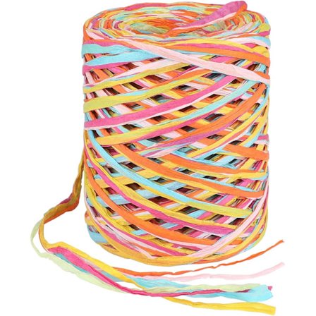 Raffiapapir, 6-lags farverigt raffiapapirbånd, naturligt raffia