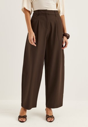Pieces - Pcbosella Mw Barrel Pants Noos - Hot Fudge