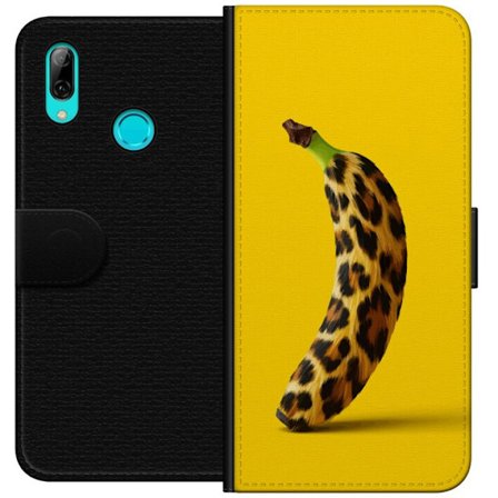 Kompatibel Tegnebogsetui til Huawei Huawei P smart 2019 Banan med leopardmønster mod gul baggrund i en kreativ og legende design