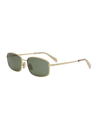 Celine Triomphe Women's Sunglasses with a frame made of metal in gold and lenses made of plastic in green