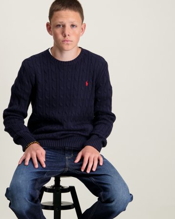 Polo Ralph Lauren Cable-Knit Cotton Sweater Blå Trøjer Dreng - Kids Brand Store