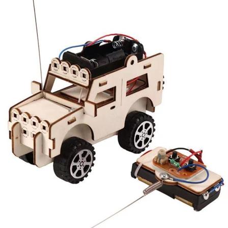 DIY Science Håndlavet Små Børn's Uddannelsesmæssigt Legetøj Jeep Samlet Træ Materiale fysik legetøj