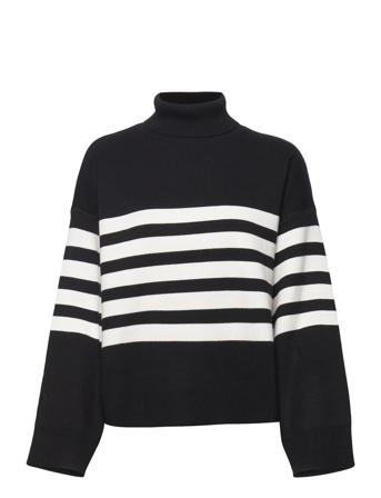 Talligz Striped Pullover Turtleneck Rullekravetrøje Sort Gestuz