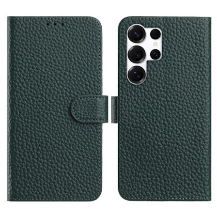 LITCHI Samsung Galaxy S26 Ultra Plånboksfodral Äkta Läder Flip - Grön