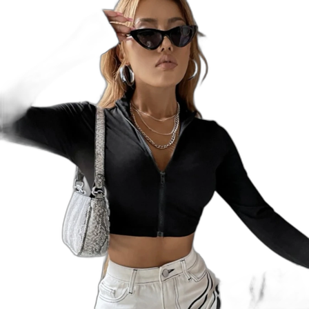 Svart topp med dragkedja