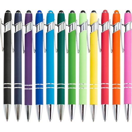 Kuglepenne, der kan trækkes tilbage, multipak 2 i 1 pennesæt med stylusspids, sorte blækpenne til arbejdskolleger, sødt papirvarer, kvinder, mænd, 