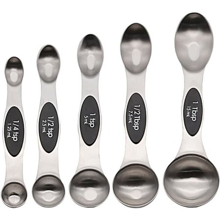 Måleskjeer Sett med 5 Dobbeltsidig Rustfritt Stål Måling