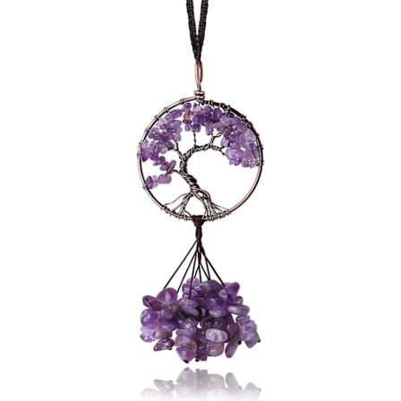 Kristalliriipus Autonpeiliin Ripustuslisävarusteet Ametisti Kivet Elämänpuu Reiki Boho Hippie Ikkuna