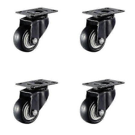 Kraftiga Hjul Inga Golvmärken Tyst Hjul För Möbler - Gummerade Vagnshjul - Svarta Hjul (4st, Svart)