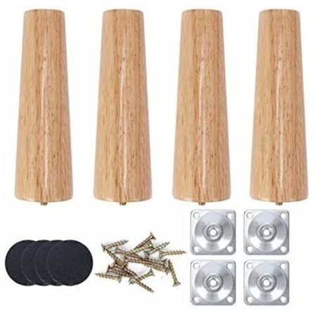 4 stk. 20 cm lige møbelben i træ, kaffebordsben i træ, massive møbelben i egetræ til sovesofa, bord, lænestol, natbord, garderobe