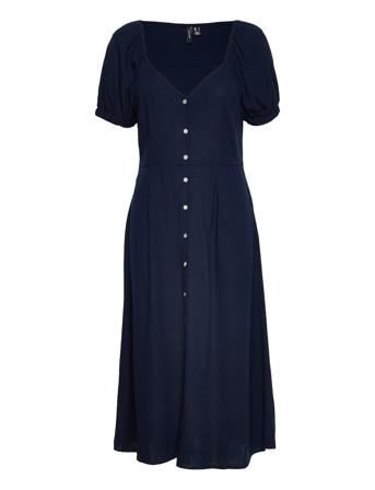 Vmjesmilo S/S Calf Shirt Dress Wvn Ga Knälång Klänning Navy Vero Moda