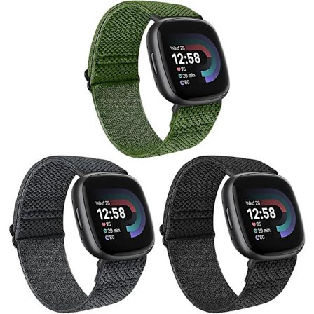 Paketti joustavia nylonhihnoja, yhteensopivia Fitbit Versa 4/Fitbit Versa 3/Fitbit Sense/Sense 2:n kanssa, pehmeä säädettävä urheilunauha