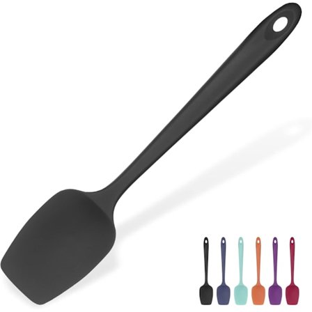 Värmebeständig silikonspatel 315°C Värmebeständig flexibel sömlös gummispatel, bakning matlagning silikon köksredskap (29cm, svart)