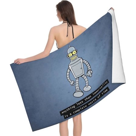 Bomuld Anime Futurama Strandhåndklæder Tegneserie Badehåndklæder Super Bløde Badeklud Hurtigtørrende til PoolDaily QAZ91