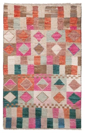 Hand Knotted Moroccan Berber - Afghanistan 73X118 Wool Rug Brown/Orange Small