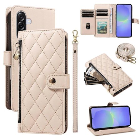 Kompatibel med Samsung Galaxy A36 5G Wallet Case med stropper, Rhombus Læder Stand Telefon Cover-lingling}