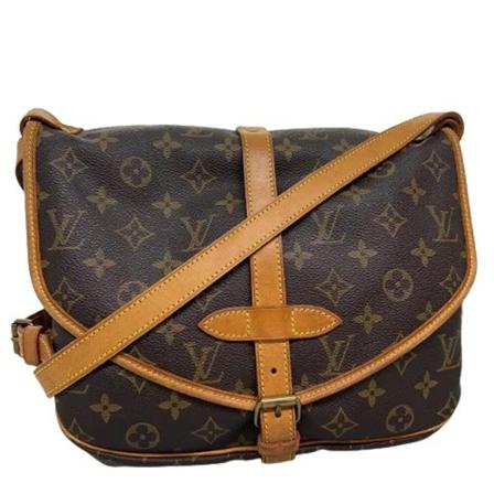 Louis Vuitton Vintage, Pre-owned Saumur Monogram Messenger Bag Bruin, Dames, Maat:ONE Size,leer