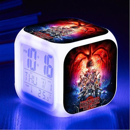 Stranger Things Digital Vækkeur 7 Farveskiftende LED Natlys Kubisk Vækkeur Børne Julegave