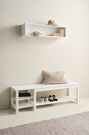 Jotex - Bänk/skohylla 150 Cm Furu - MDF Vit LUEVEN - Köp Skohyllor hos Jotex