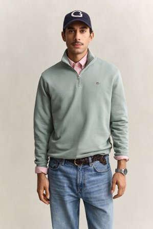 GANT Herren Sweatshirt mit halblangem Reißverschluss (XXL) Grau