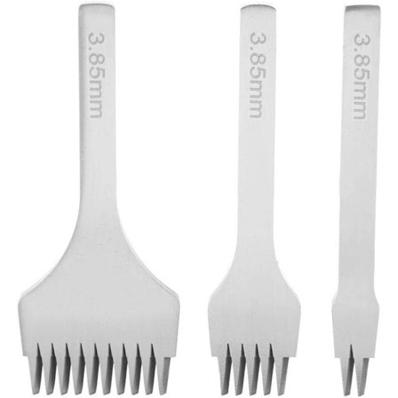 3 stk DIY Lærverktøysett Perforator Lærhåndverk Klo Punch Gaffel Hvit Stålverktøy 2/5/10 Håndverk Lacing Sy Saks