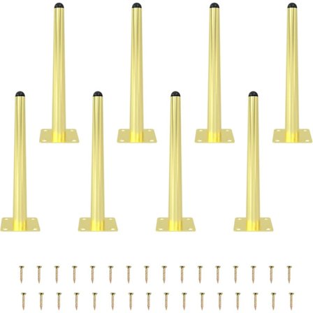 8 stk. 30 cm Bordben, rette koniske metallmøbelben Svarte Mid-century Stil Stolben Erstatningsben For Sofa Skap Salongbord Stol