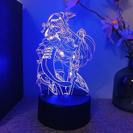 Genshin Impact 3D-lampa nattlampa för sovrumsdekor LED-lampa