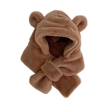 Vindtæt One Pieces Baby Hat Tørklæde Vinter Varm Halsklæde Beanie Cap Blød åndbar Plys hætte Ørebeskyttelse Cap
