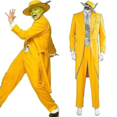 Masken Jim Carrey gult kostume cosplay kostume herreuniform Halloween - Perfekt