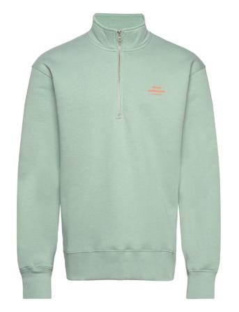 Standard Half Zip Logo Sweat Tops Sweatshirts & Hoodies Sweatshirts Green Mads Nørgaard