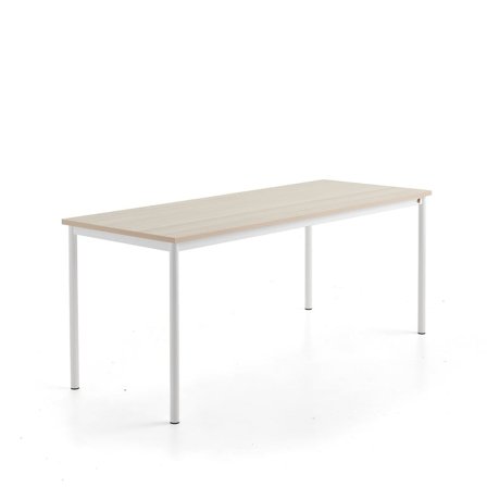 Bord SONITUS PLUS, 1800x700x760 mm, stativ vit, ljuddämpande högtryckslaminat, ask