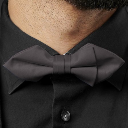 Charcoal Grey Basic Pointy Pre-Tied Bow Tie for Men - Pre-tied bow ties