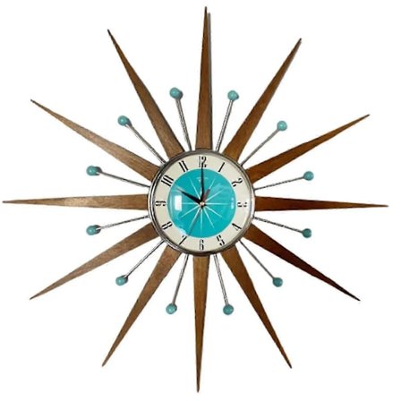 Vintage Mid Century Klokke Batteridrevet For Stue Dekorering(,a)