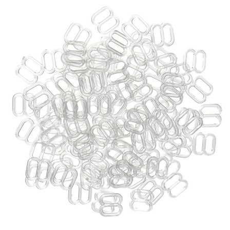 100 stk. BH-stroppklips i plast med krok og spenne, 8 mm, svart