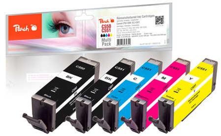 PEACH Ink PEACH PI100-327 Canon PGI-550/CLI-551 MultiPack | bk, pbk, c, m, y